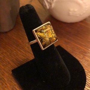 Silver and Amber ring